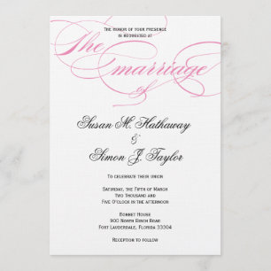 Élégant Faire-part de mariage de script - rose
