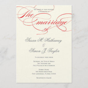 Élégant Faire-part de mariage de script - Rouge