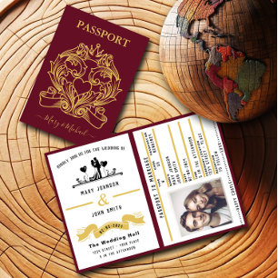 Élégant Faire-part de mariage de style passeport r