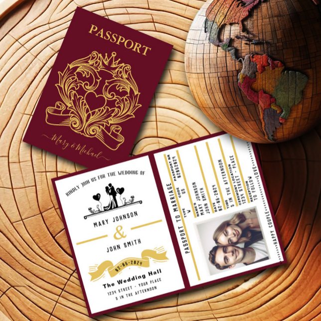 Élégant Faire-part de mariage de style passeport r (Créateur téléchargé)
