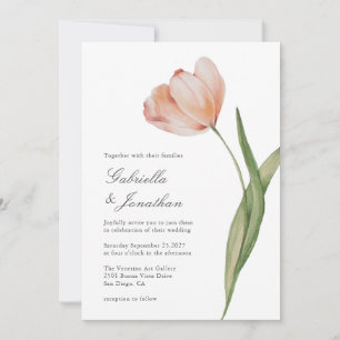 Élégant Faire-part de mariage de tulipe à aquarell