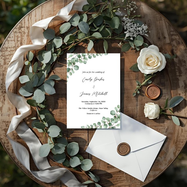 Elégant Faire-part de mariage de verdure Eucalyptu (Créateur téléchargé)
