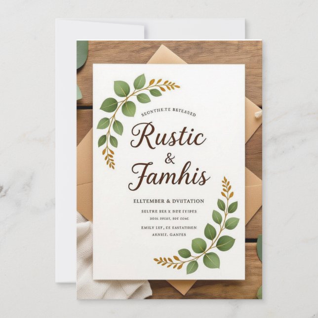 Élégant Faire-part de mariage de verdure rustique (Devant)