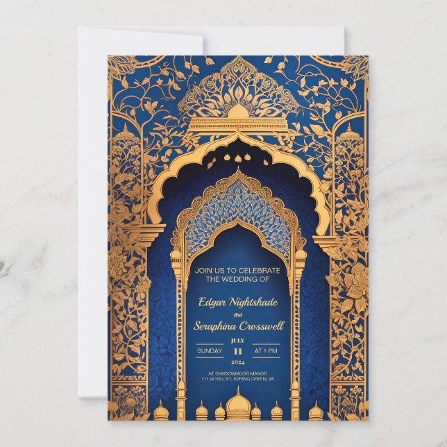 Élégant Faire-part de mariage des Indiens de Bolly (Devant)