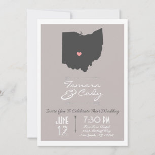 Élégant Faire-part de mariage d'État de Taupe Ohio