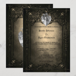 Élégant faire-part de mariage d'halloween gothique