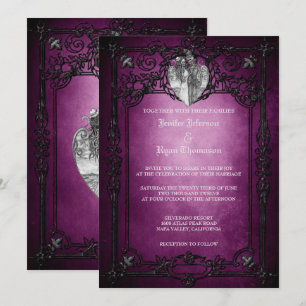 Élégant faire-part de mariage d'halloween gothique