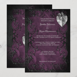Élégant faire-part de mariage d'halloween gothique
