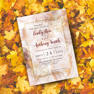 Élégant Faire-part de mariage En Bronze Et En Marb