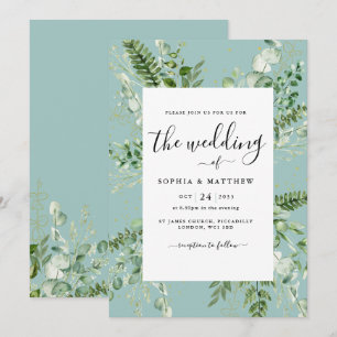 Elégant Faire-part de mariage Eucalyptus Oeuf Cana