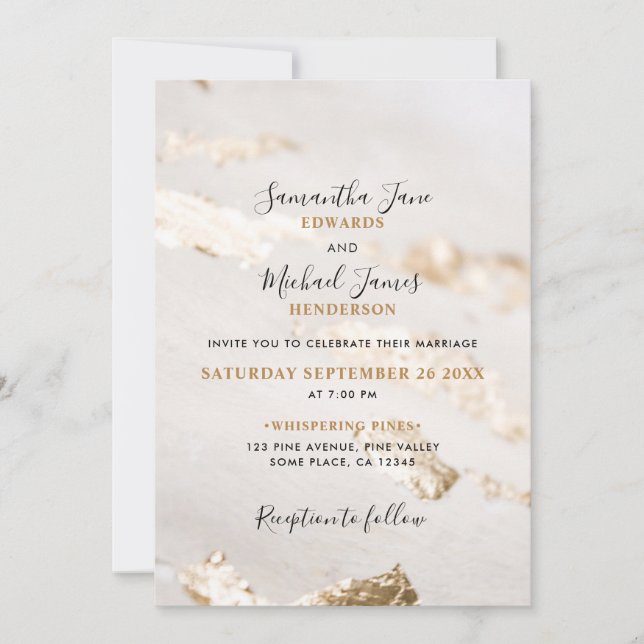 Élégant Faire-part de mariage Faux Gold Foil (Devant)