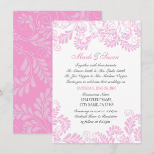 Élégant Faire-part de mariage fleuri rose cendré