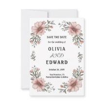 Élégant Faire-part de mariage Fleurs Save the Date