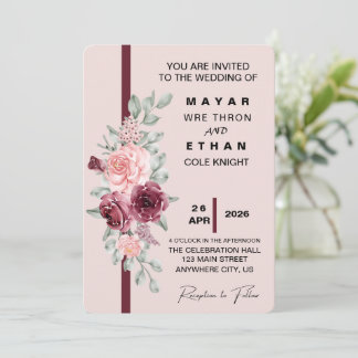 Élégant Faire-part de mariage Floral