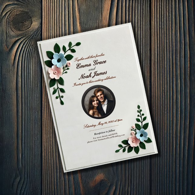 Élégant Faire-part de mariage floral (Créateur téléchargé)
