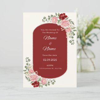 Élégant faire-part de mariage floral
