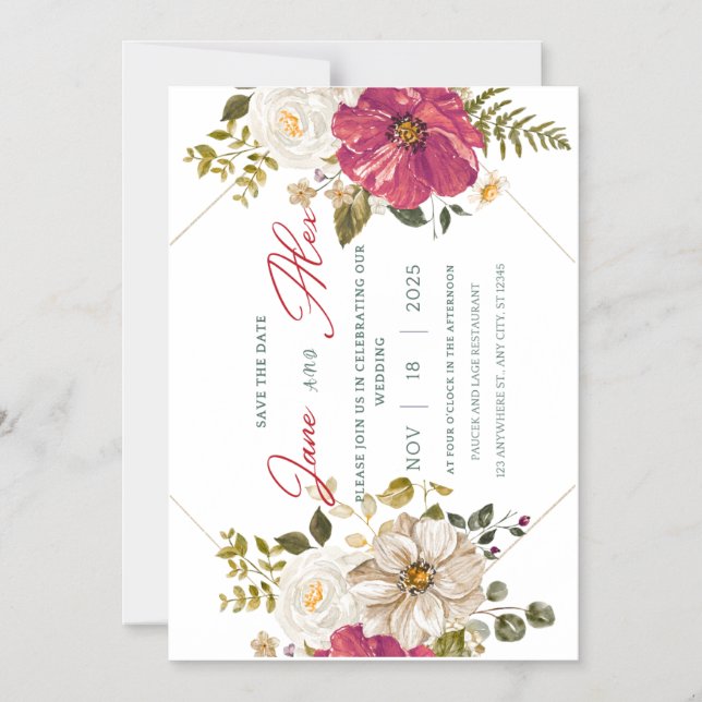 🌸 Élégant Faire-part de mariage Floral 🌸 (Recto)