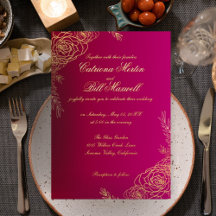 Élégant Faire-part de mariage floral à huile d'or
