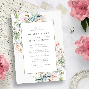 Élégant Faire-Part de Mariage Floral Aquarelle de