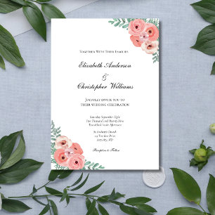 Élégant Faire-part de Mariage Floral Aquarelle Ros