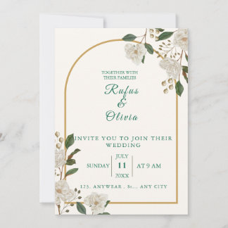 Élégant Faire-part de mariage Floral Arc | rustiqu