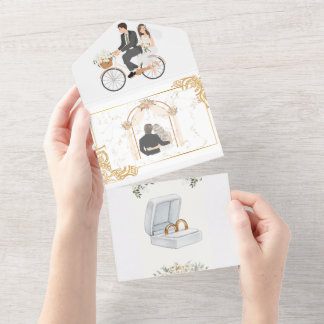 Élégant Faire-part de mariage Floral Beige