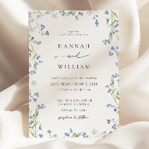 Élégant Faire-part de mariage Floral Bleu