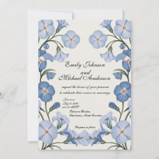 Élégant Faire-part de mariage Floral Bleu