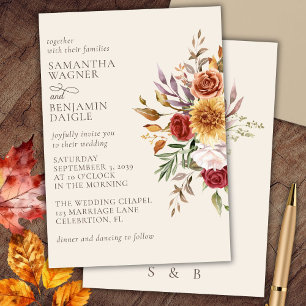 Élégant Faire-part de mariage floral de automne iv