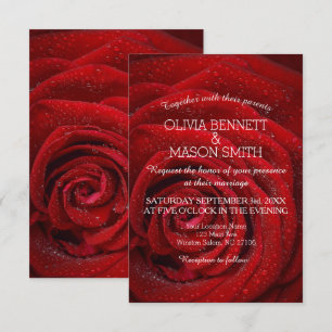 Élégant Faire-part de mariage floral de Rose rouge