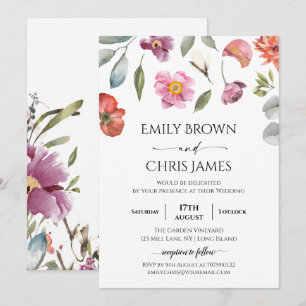 Élégant Faire-part de mariage floral d'Eucalyptus