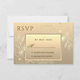Elégant Faire-part de mariage Floral Gold Lace