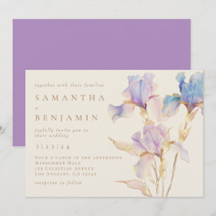 Élégant Faire-part de mariage Floral Iris