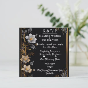 Elégant Faire-part de mariage Floral Or & Argent