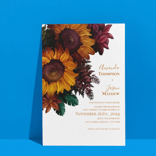 Élégant Faire-part de mariage floral orange brûlé