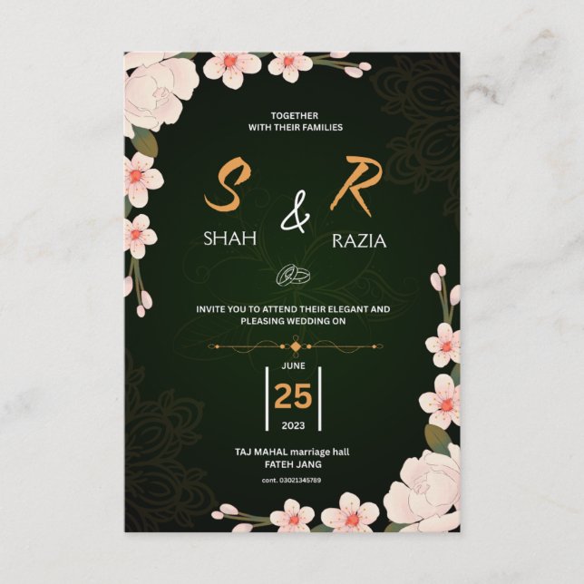 Élégant Faire-part de mariage Floral | Personnalis (Devant)