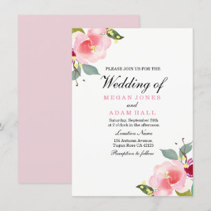 Élégant Faire-part de mariage Floral Rose