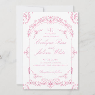 Élégant Faire-part de mariage Floral Rose