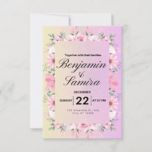 Élégant Faire-part de mariage floral rose pâle