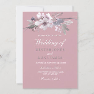 Élégant Faire-part de mariage floral rose poussiér