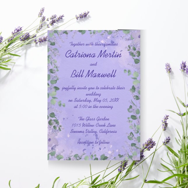 Élégant Faire-part de mariage Floral Violet (Créateur téléchargé)