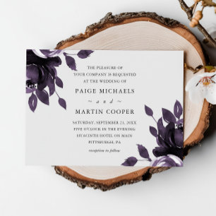 Élégant Faire-part de mariage floral violet et gri