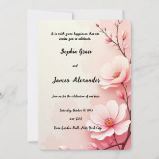 Élégant Faire-part de mariage florale rose romanti