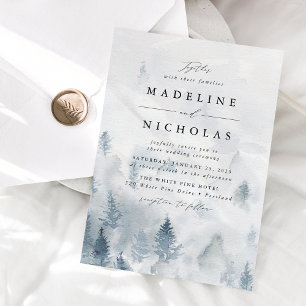 Élégant Faire-part de mariage forestier d'hiver