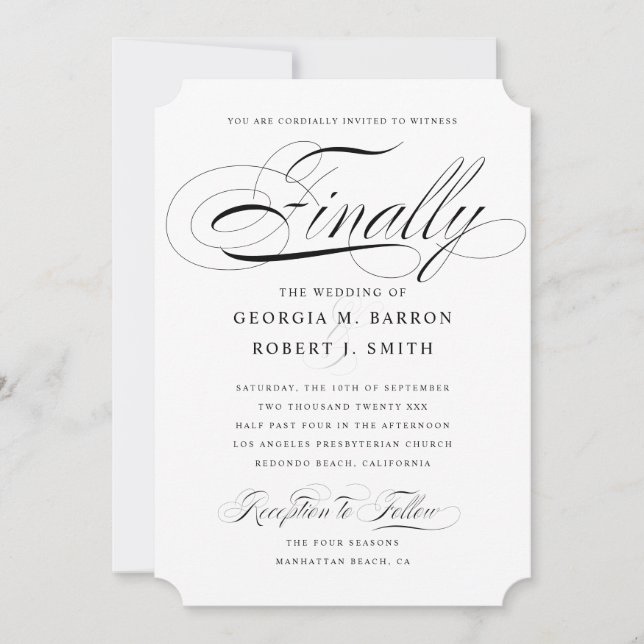 Élégant Faire-part de mariage Gay Enfin Calligraph (Devant)