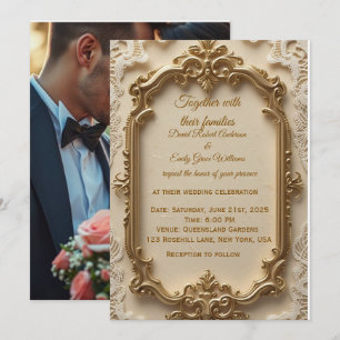 Elégant Faire-part de mariage Gold Frame
