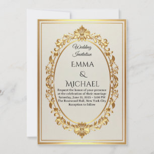 Elégant Faire-part de mariage Gold Frame
