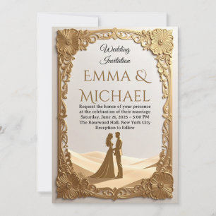 Elégant Faire-part de mariage Gold Frame - Classic
