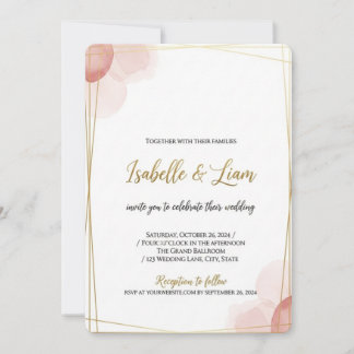 Elégant Faire-part de mariage Gold Frame | Minimal
