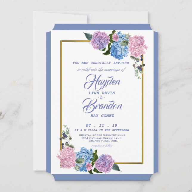 Élégant Faire-part de mariage Hydrangea (Devant)